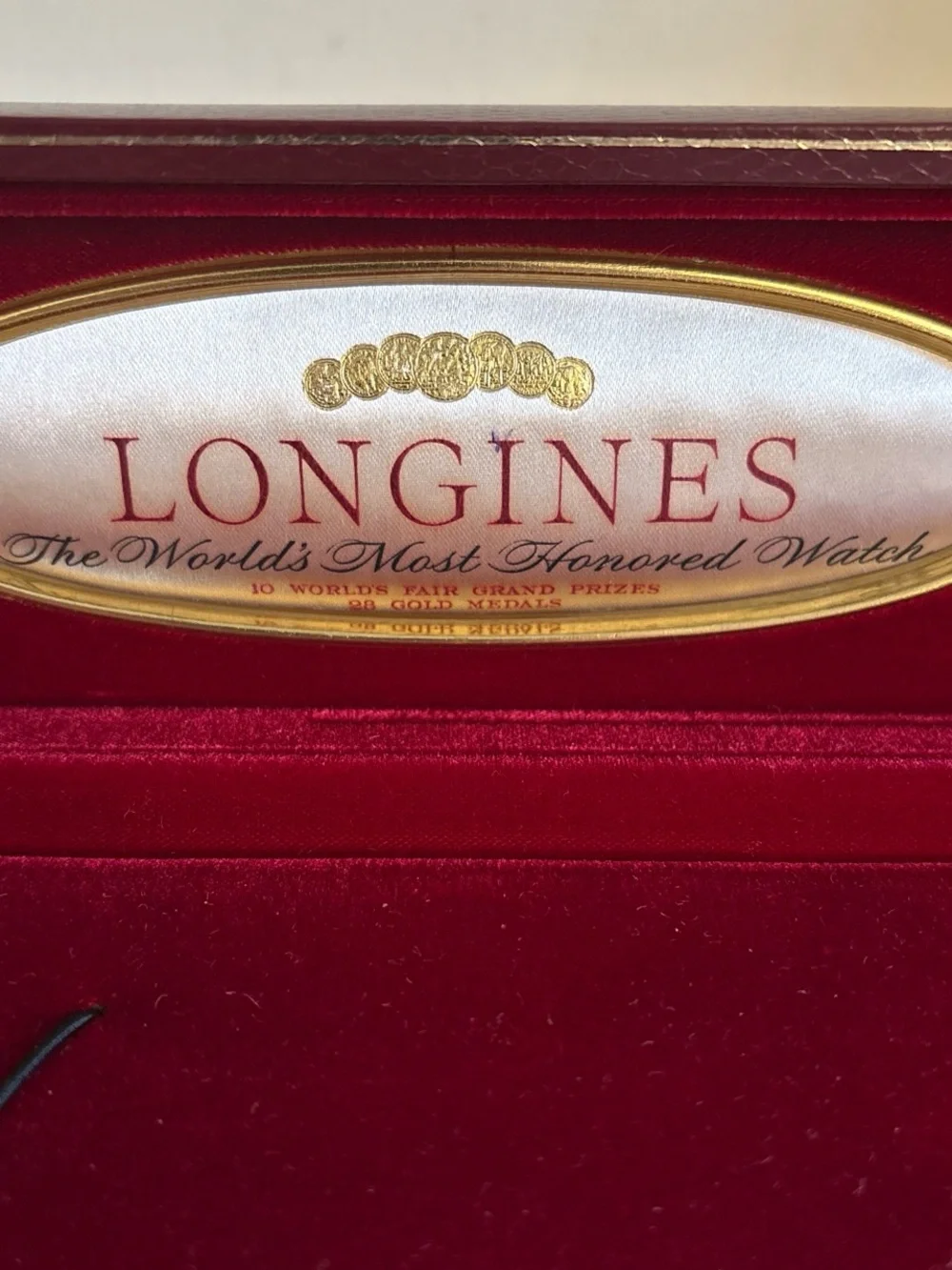 Longines Red Velvet Watch Presentation Box vintage 1960